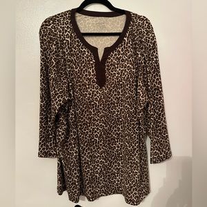 Charter Club Cheetah Print 3/4 Sleeve Blouse Size 3X